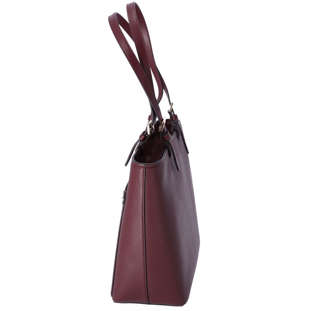 Michael Kors Jet Set Travel Medium Double Pocket Tote Oxblood Vegan Leather - Picture 2 of 4